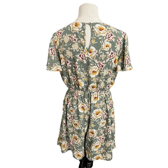 Blue Rain Olive Green Flower Dress Size Medium - Picture 3 of 5